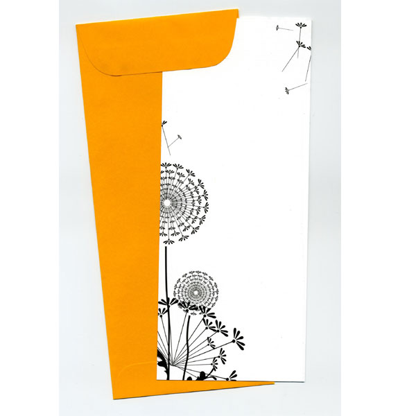 Black & White Dandelion Long Flat Cards 